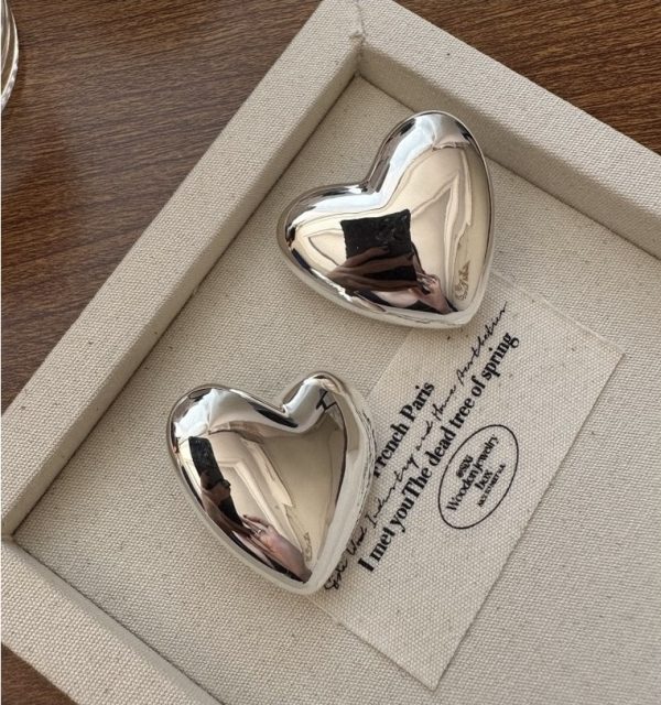 Wholesale 925 Sterling Silver Chunky Heart-Shape Earrings