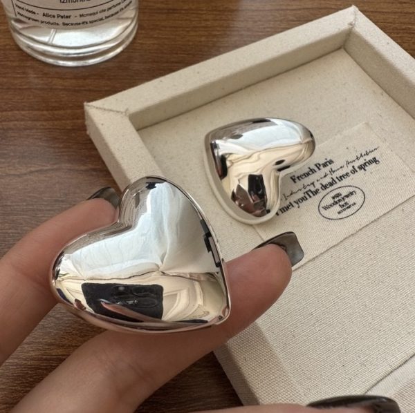 Wholesale 925 Sterling Silver Chunky Heart-Shape Earrings - Image 2