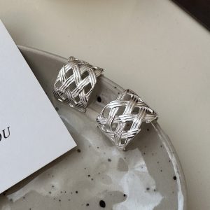 Wholesale 925 Sterling Silver Woven Twist Earrings