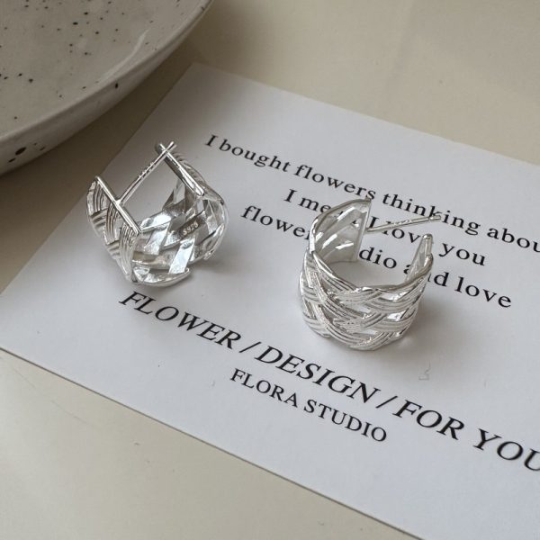 Wholesale 925 Sterling Silver Woven Twist Earrings - Image 2