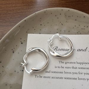 Wholesale 925 Sterling Silver Irregular Hoop Earrings