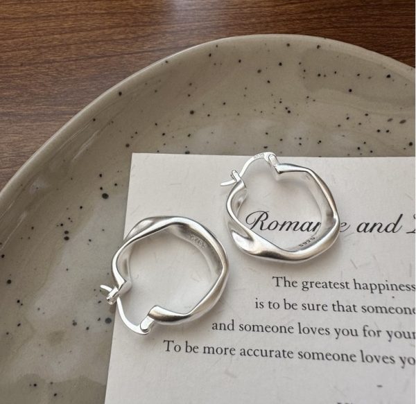Wholesale 925 Sterling Silver Irregular Hoop Earrings