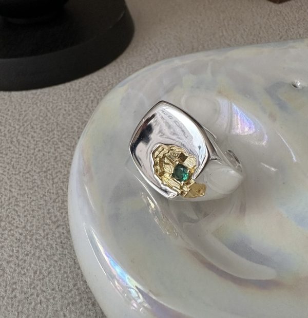 Wholesale 925 Sterling Silver Green Zircon Square Ring - Image 3