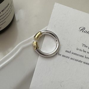 Wholesale 925 Sterling Silver Simple Gold And Silver Ring