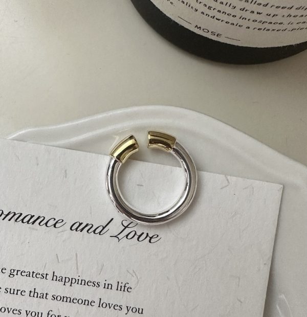 Wholesale 925 Sterling Silver Simple Gold And Silver Ring - Image 2