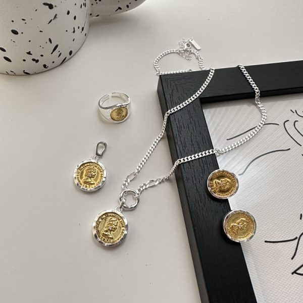 Wholesale 925 Sterling Silver Ancient Coin Portrait Necklace - Image 2