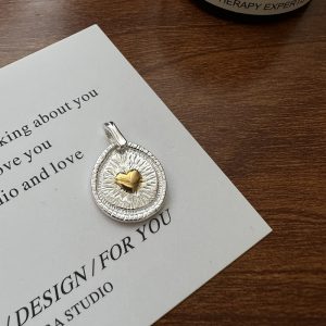 Wholesale 925 Sterling Silver Gold Heart Pendant
