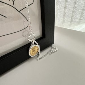 Wholesale 925 Sterling Silver Ancient Coin Portrait Necklace