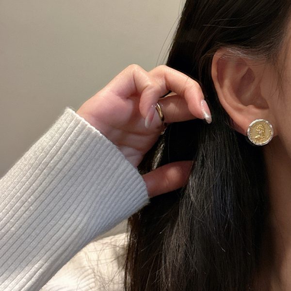 Wholesale 925 Sterling Silver Gold And Silver Figures Ancient Coin Earrings - Image 5