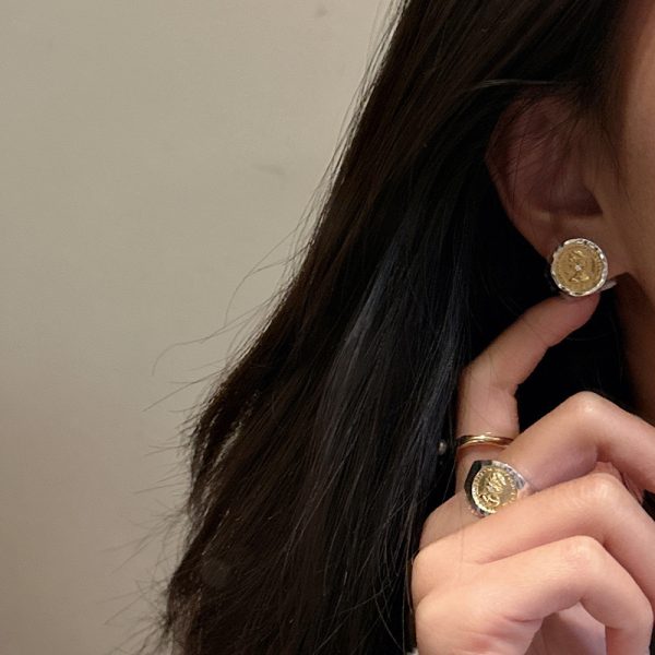 Wholesale 925 Sterling Silver Gold And Silver Figures Ancient Coin Earrings - Image 6