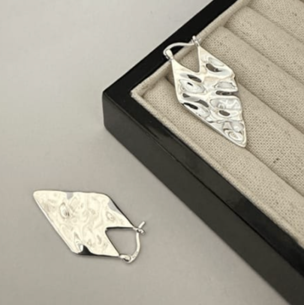 Wholesale 925 Sterling Silver Textured Rhombic Earrings - Image 2