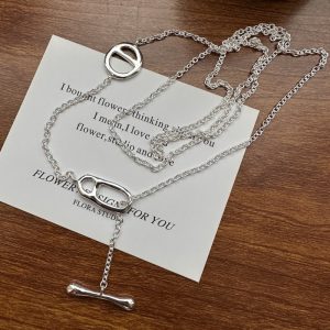 Wholesale 925 Sterling Silver Pig Nose Long Necklace
