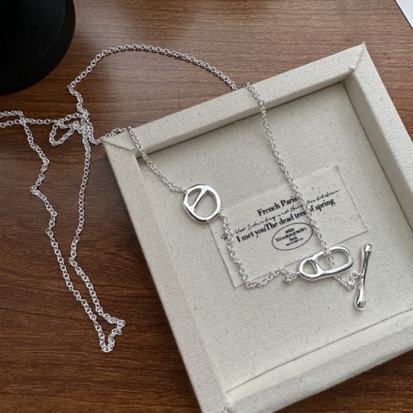 Wholesale 925 Sterling Silver Pig Nose Long Necklace - Image 2