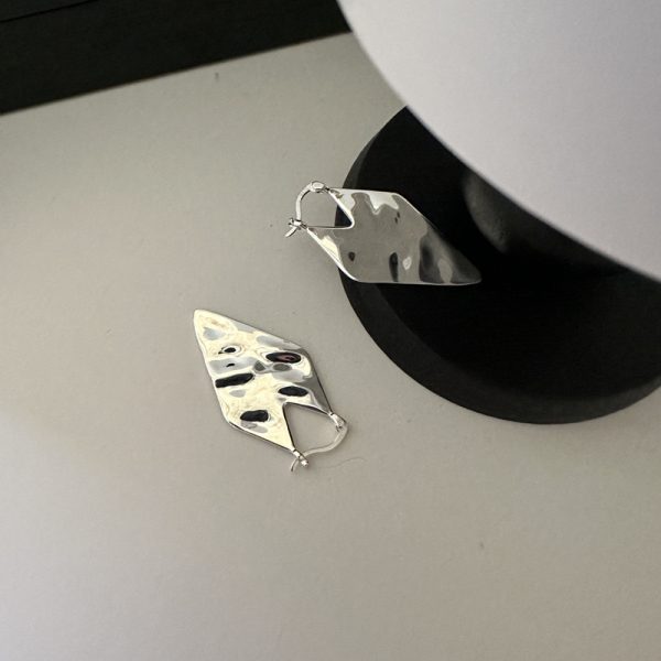 Wholesale 925 Sterling Silver Textured Rhombic Earrings - Image 3
