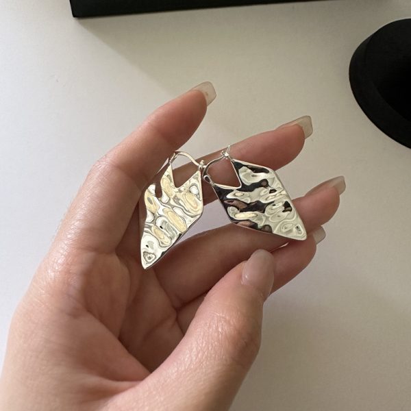 Wholesale 925 Sterling Silver Textured Rhombic Earrings - Image 4