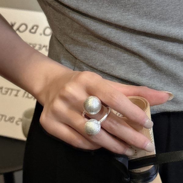 Wholesale 925 Sterling Silver Chunky Brushed Ball Ring - Image 3