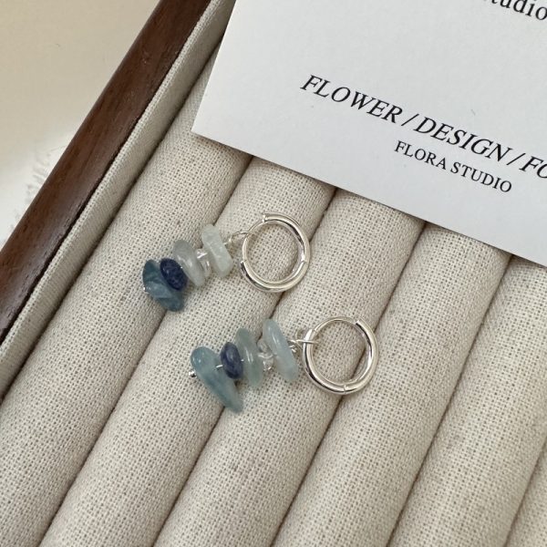Wholesale 925 Sterling Silver Blue Natural Stones Earrings