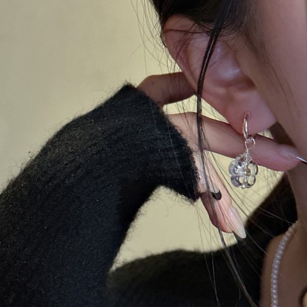 Wholesale 925 Sterling Silver Rock Crystal Quartz Flower Earrings - Image 4