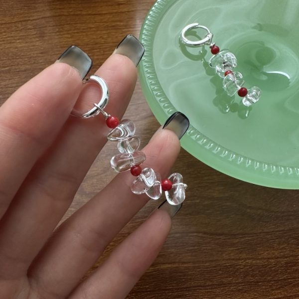 Wholesale 925 Sterling Silver Rock Crystal Quartz Long Earrings - Image 2