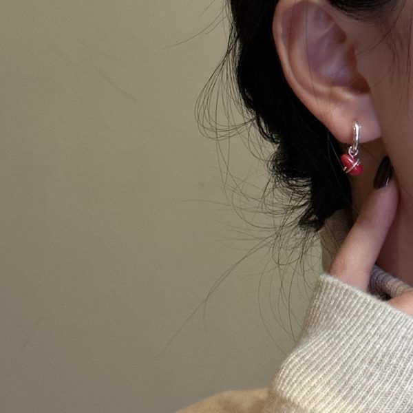 Wholesale 925 Sterling Silver Red Bean Earrings - Image 4