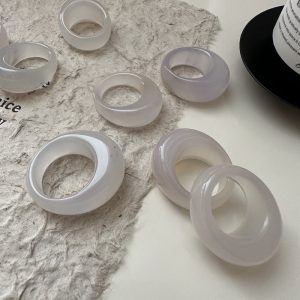 Natural Gemstone Light-color Agate Ring