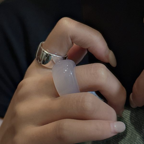 Natural Gemstone Light-color Agate Ring - Image 5