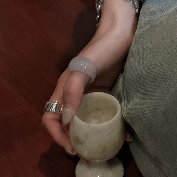 Natural Gemstone Light-color Agate Ring - Image 6