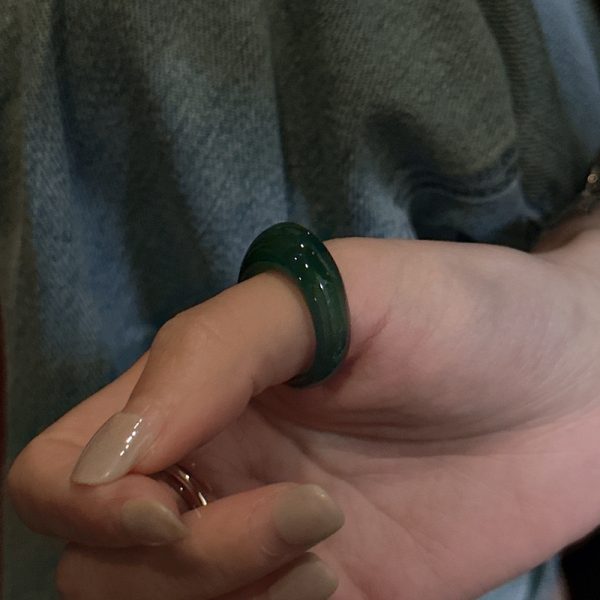 Natural Gemstone Green Agate Ring - Image 3