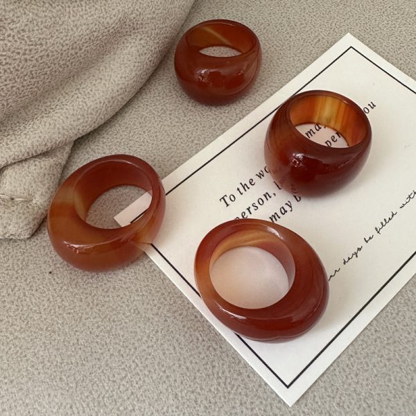 Natural Gemstone Red Agate Ring - Image 2