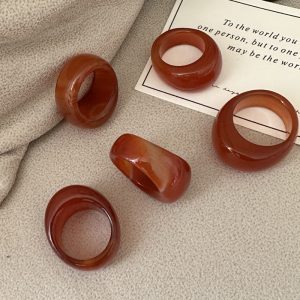 Natural Gemstone Red Agate Ring