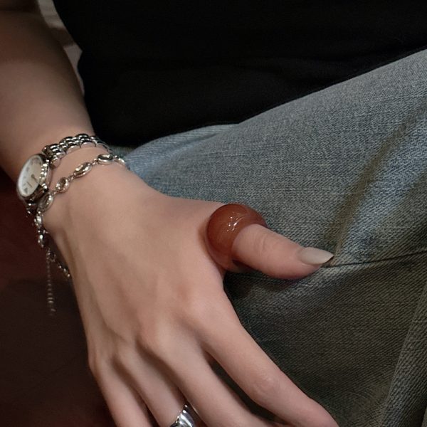 Natural Gemstone Red Agate Ring - Image 3