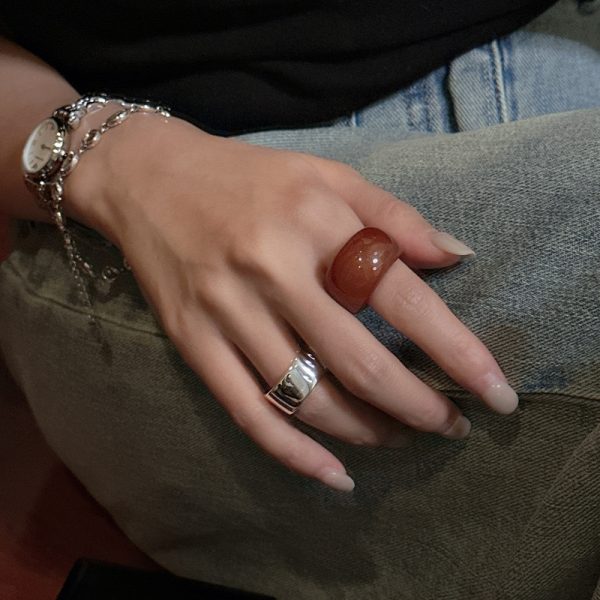 Natural Gemstone Red Agate Ring - Image 4