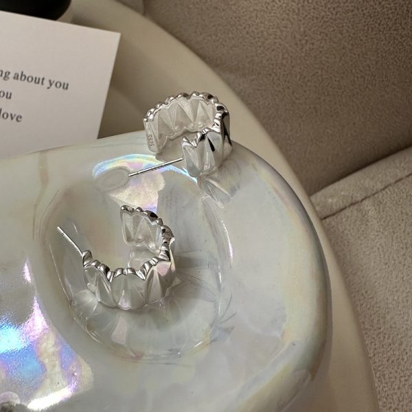 Wholesale 925 Sterling Silver Chunky Pleated Earrings - Image 2