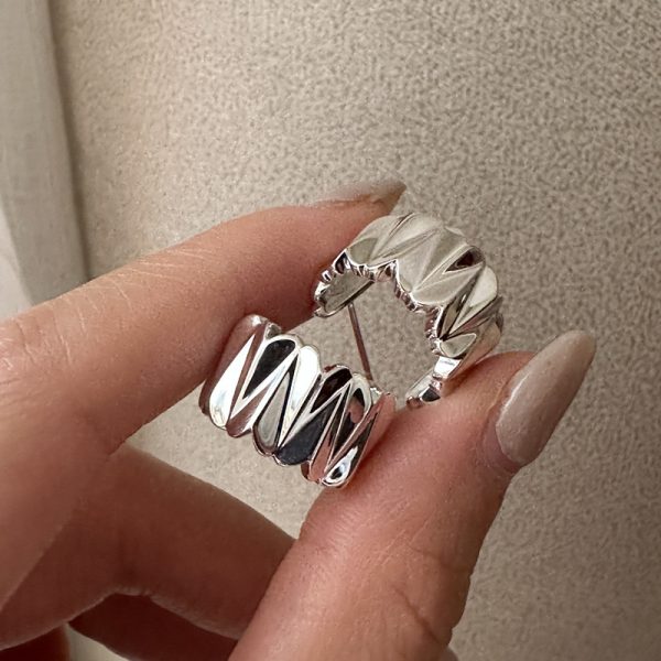 Wholesale 925 Sterling Silver Chunky Pleated Earrings - Image 3