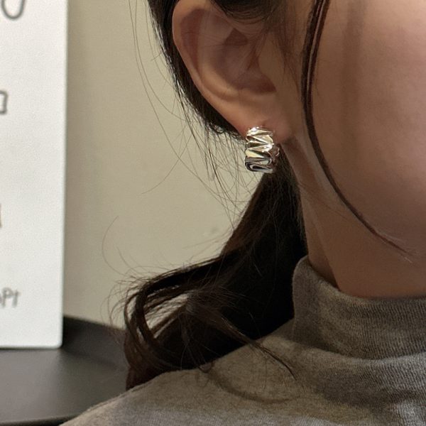Wholesale 925 Sterling Silver Chunky Pleated Earrings - Image 5