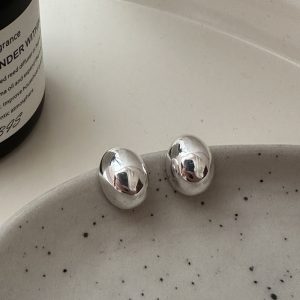 Wholesale 925 Sterling Silver Glossy Beanie Earrings