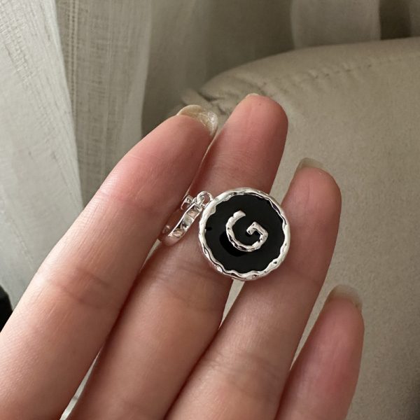 Wholesale 925 Sterling Silver Initial G Black Agate Pendant
