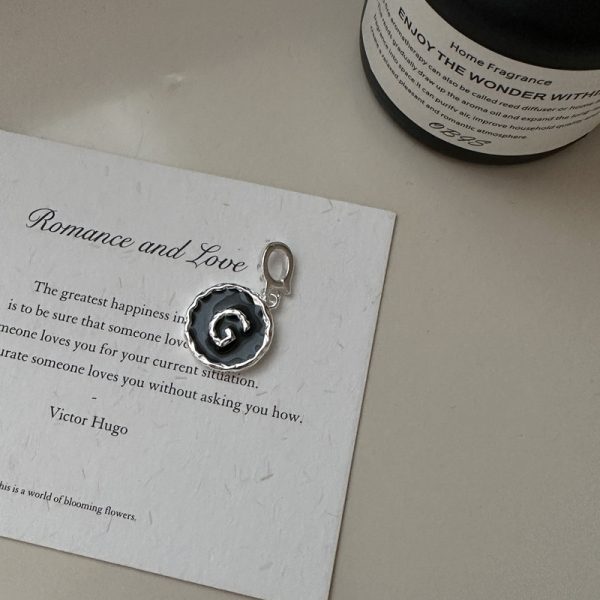 Wholesale 925 Sterling Silver Initial G Black Agate Pendant - Image 2
