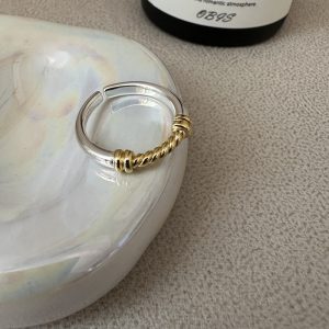 Wholesale 925 Sterling Silver Classic Silver And Gold Ring