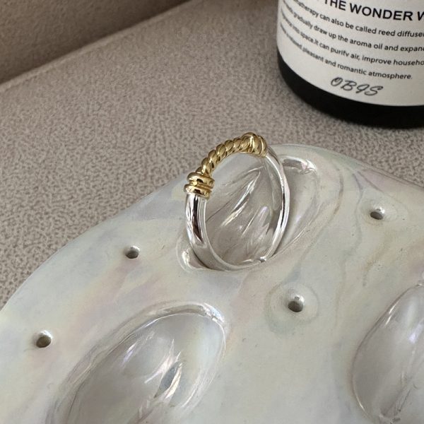 Wholesale 925 Sterling Silver Classic Silver And Gold Ring - Image 2