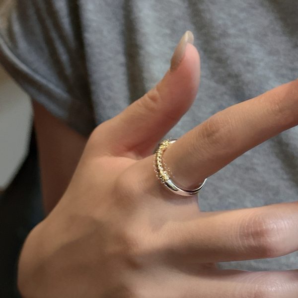 Wholesale 925 Sterling Silver Classic Silver And Gold Ring - Image 5