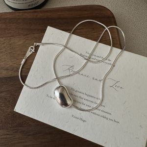 Wholesale 925 Sterling Silver Frosted Bean Necklace