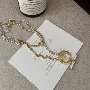 Wholesale 925 Sterling Silver Silver&Gold OT Necklace