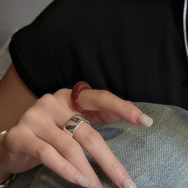 Natural Gemstone Red Agate Ring - Image 2