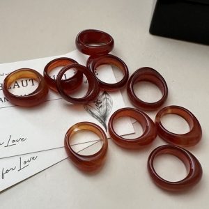 Natural Gemstone Red Agate Ring