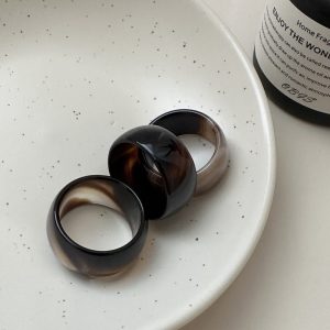 Natural Gemstone Coffee Agate Ring