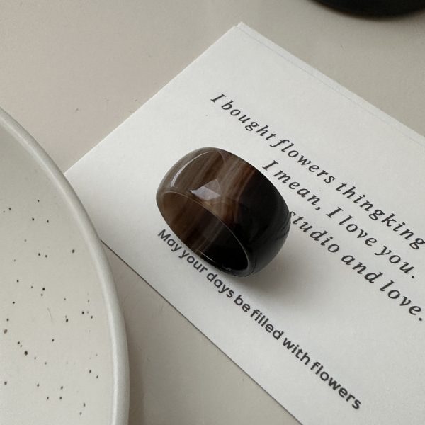 Natural Gemstone Coffee Agate Ring - Image 2