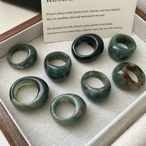 Natural Gemstone Indian Green Agate Ring