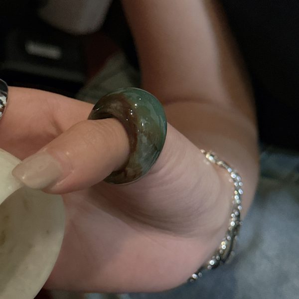 Natural Gemstone Indian Green Agate Ring - Image 4