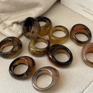 Natural Gemstone Fancy Coffee Agate Ring